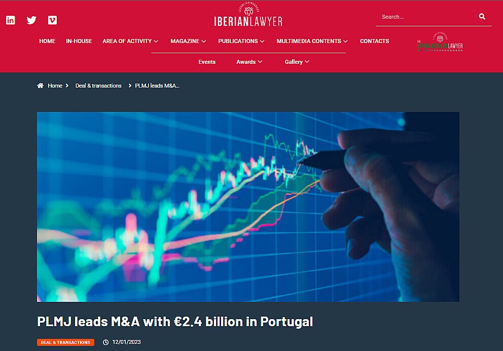 PLMJ leads M&A with 2.4 billion in Portugal